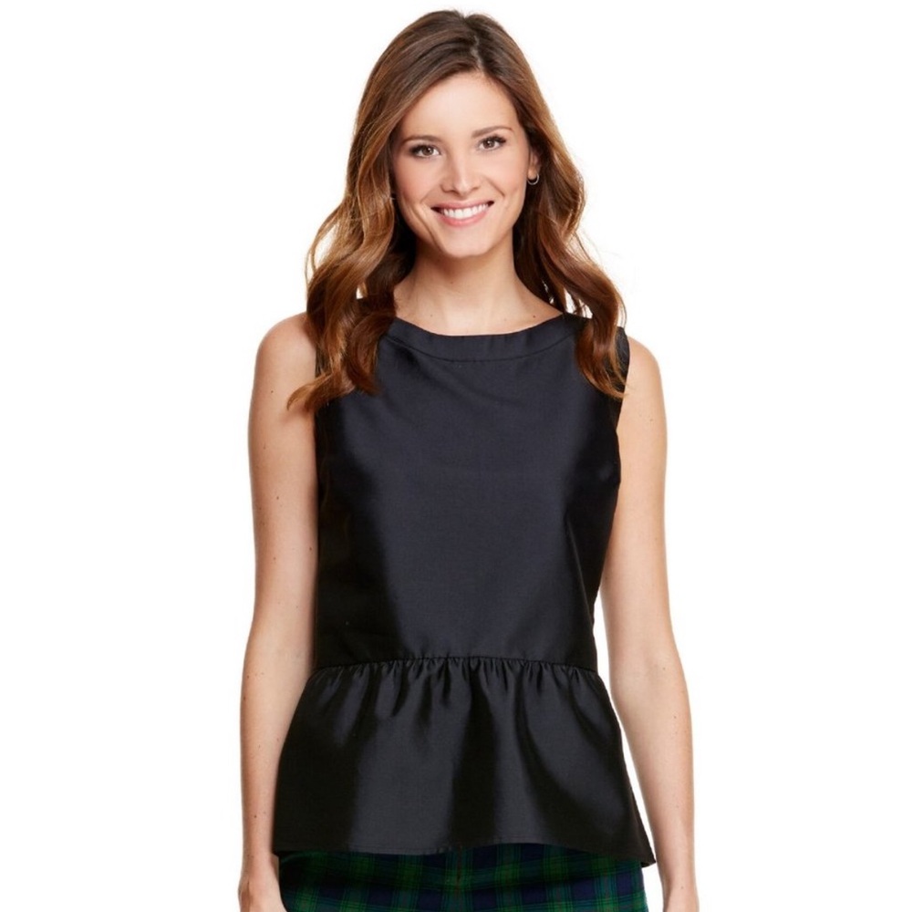Vineyard Vines Black Sleeveless Swing Peplum Top
